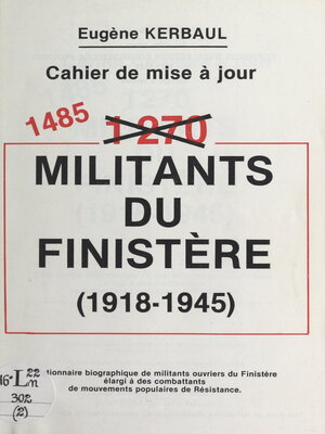 cover image of 1485 militants du Finistère, 1918-1945